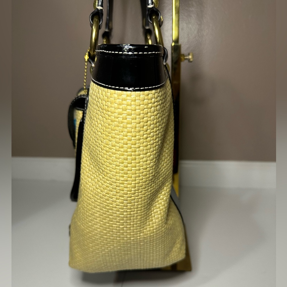 Coach Black and Natural Straw Tote Shoulder Bag - Picture 10 of 15